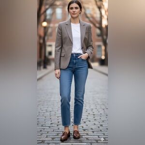 Ann Taylor Blazer 100% Virgin Wool Taupe Women's Suit Jacket Size 2